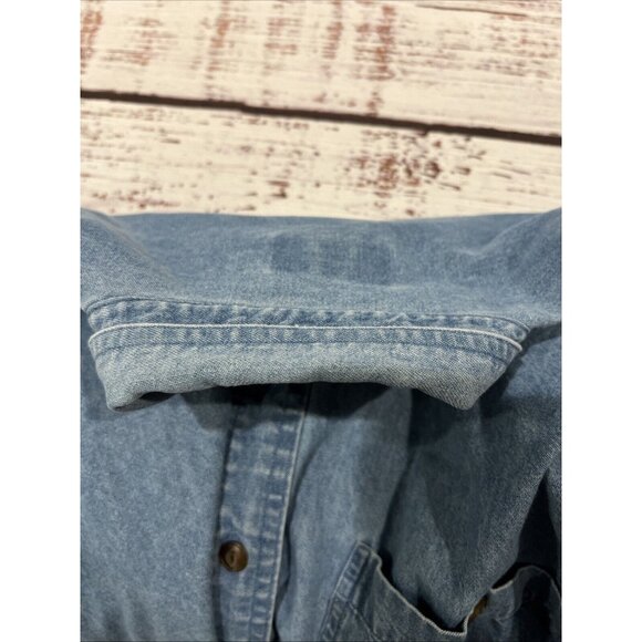 Vintage 90s CHAPS RALPH LAUREN Chambray Denim Shirt Mens 15 32/33 Blue Cotton - Picture 11 of 11